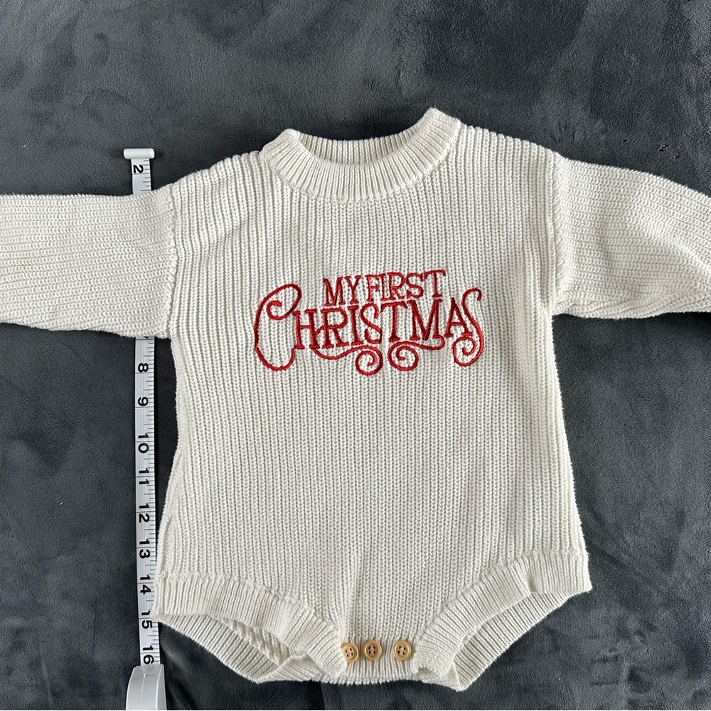 Cream 'My First Christmas' Baby Sweater